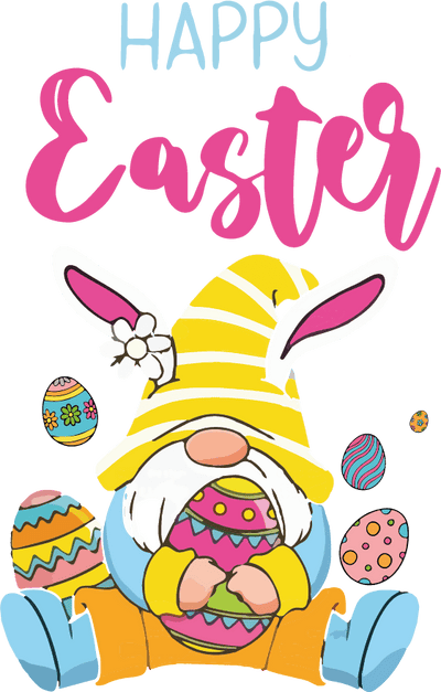 Happy Easter Gnome Design - DTF Ready To Press - DTF Dallas 