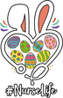 Nurse Life Easter Bunny Design - DTF Ready To Press