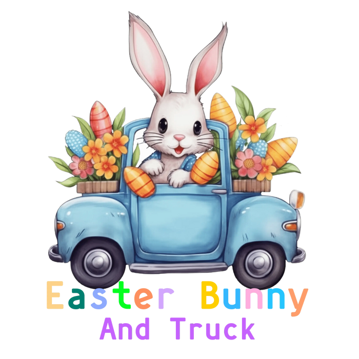 Truck Lover Easter Bunny Design pressed on a garment