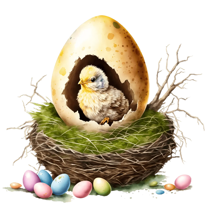 Cute Chick Easter Design pressed on a garment