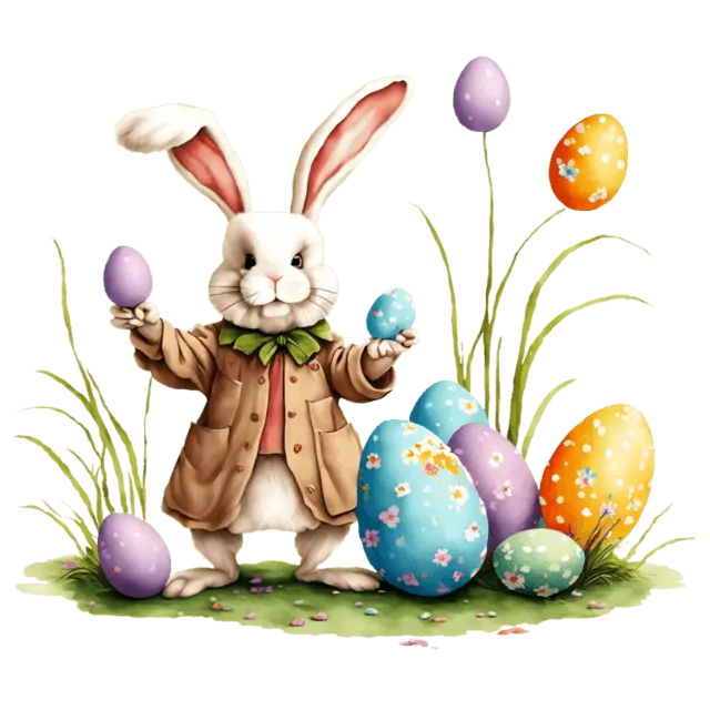 Bunny Egg Hunting Easter Design pressed on a garment