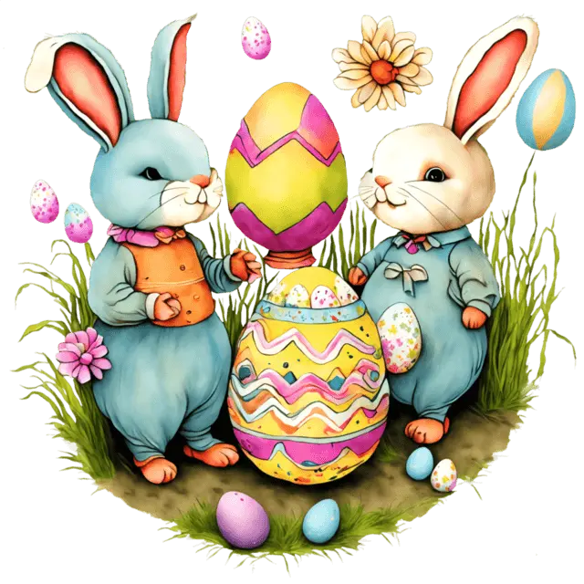 Bunny Egg Painting Easter Design pressed on a garment