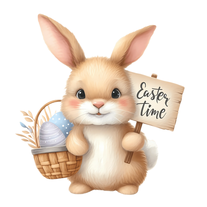 Easter Time Egg Hunting Bunny Design pressed on a garment
