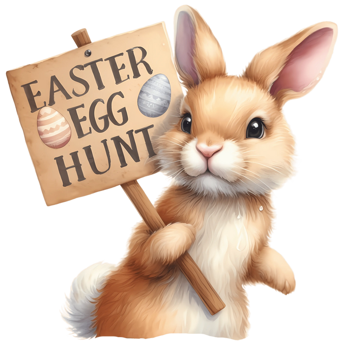 Easter Egg Hunt Cute Bunny Design pressed on a garment
