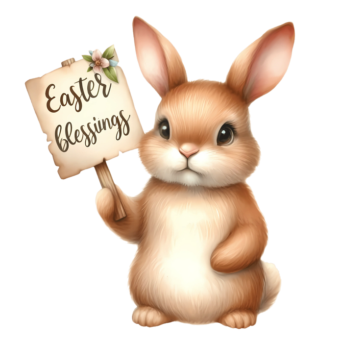 Easter Blessings Cute Rabbit Design pressed on a garment