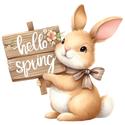 Hello Spring Easter Cute Rabbit Design | DTF Dallas - DTF Dallas 