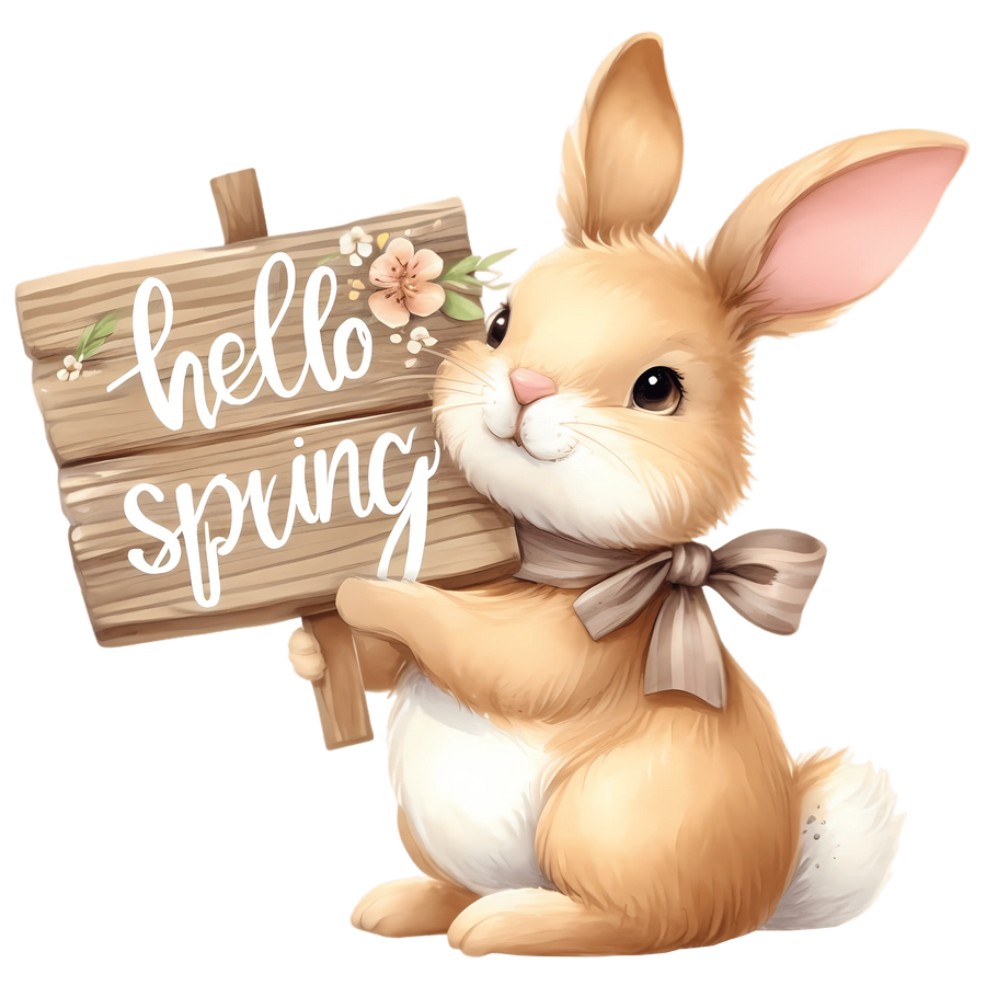 Hello Spring Easter Cute Rabbit Design | DTF Dallas