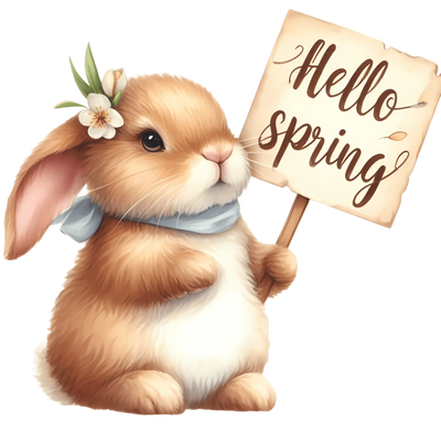 Hello Spring Easter Cute Bunny Design | DTF Dallas - DTF Dallas 