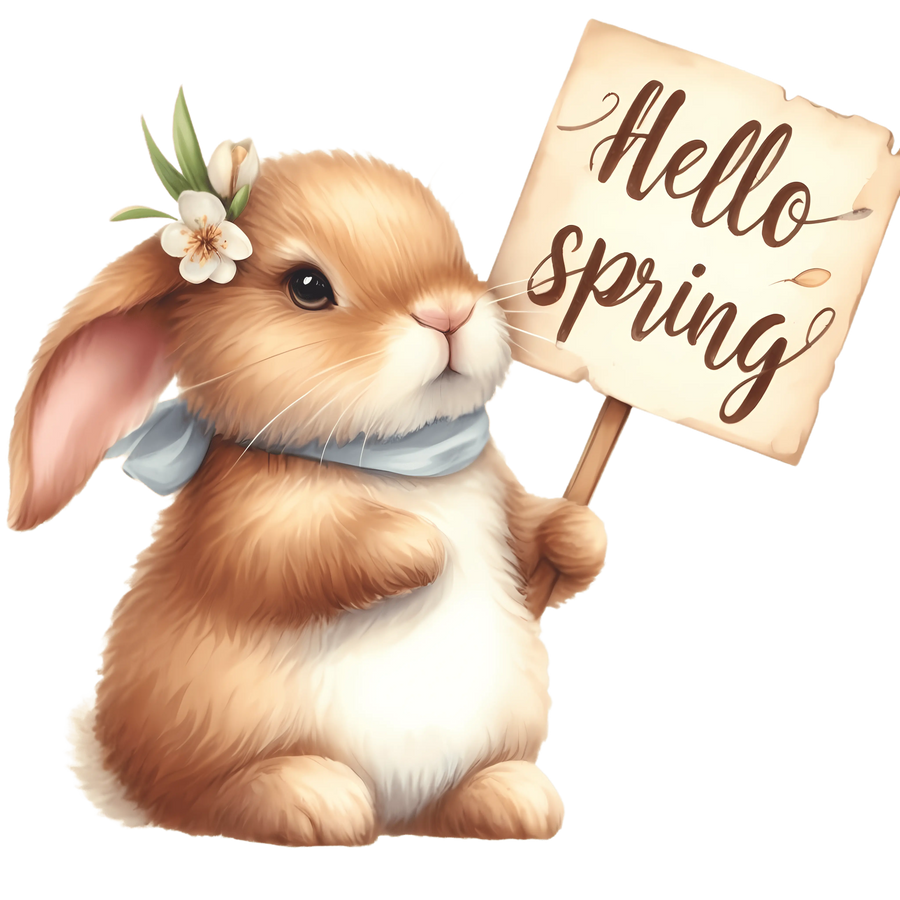 Hello Spring Easter Cute Bunny Design | DTF Dallas