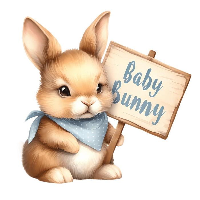 Baby Bunny Easter Design  Blossom Bunny Collection pressed on a garment