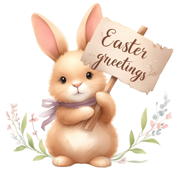 Easter Greetings Cute Bunny Design pressed on a garment