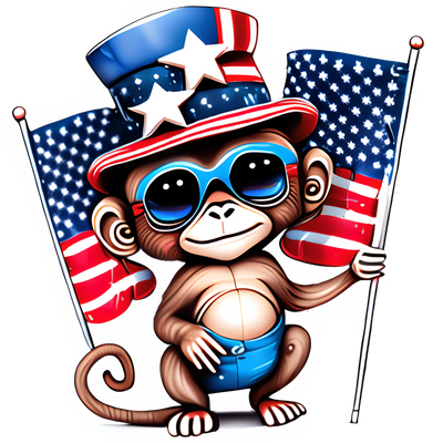 Fourth Of July Monkey Design - DTF Ready To Press - DTF Dallas 