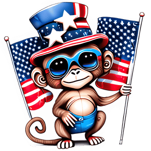 Fourth Of July Monkey Design - DTF Ready To Press