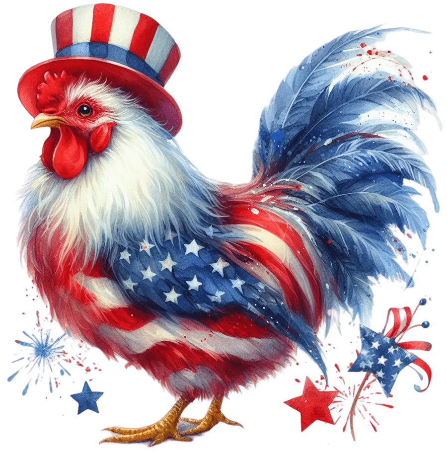 4th Of July Chicken Design - DTF Ready To Press