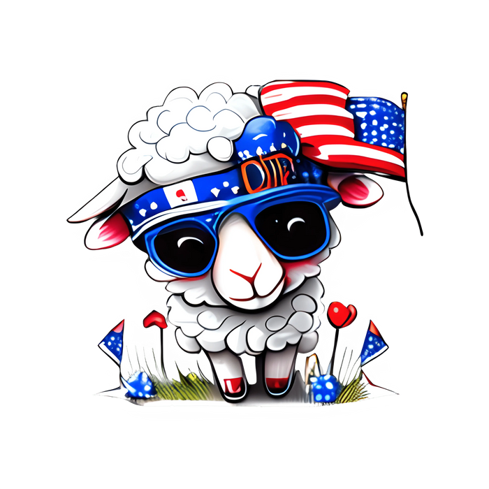Funny 4th Of July Animal Design pressed on a garment