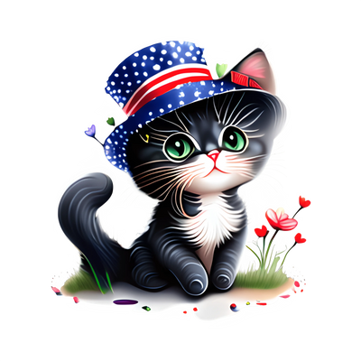 4th Of July Cat Design - DTF Ready To Press - DTF Dallas 