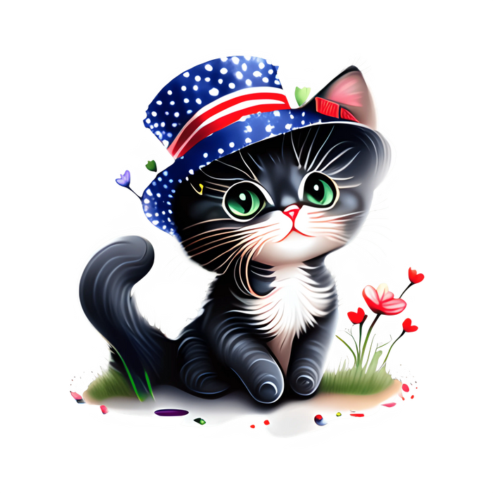 4th Of July Cat Design pressed on a garment