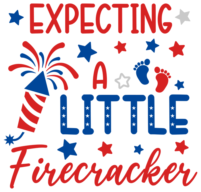 Expecting a Little Firecracker 4th of July pressed on a garment