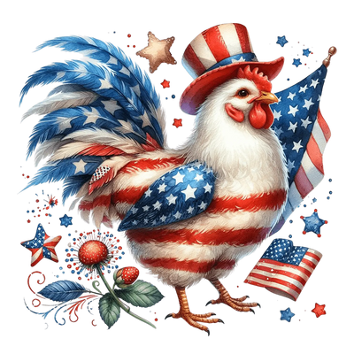 American Chicken Design - DTF Ready To Press - DTF Dallas 