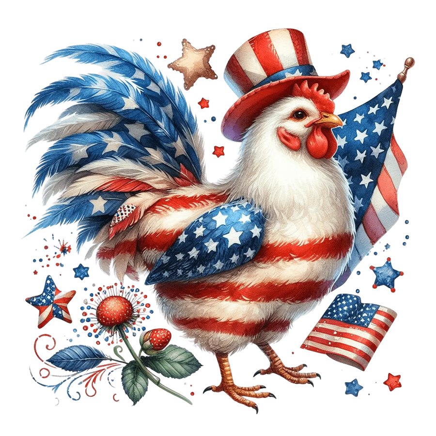 American Chicken Design - DTF Ready To Press