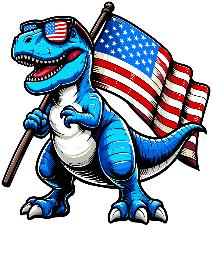 4th of July Dinosaur Design  (1) pressed on a garment