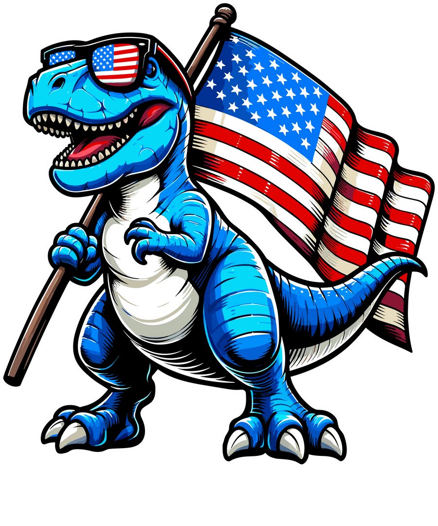 4th of July Dinosaur Design Ready to Press (1) | DTF Dallas