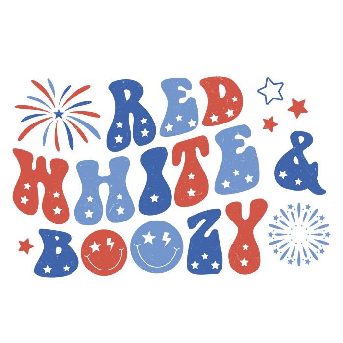Red White Boozy Design pressed on a garment