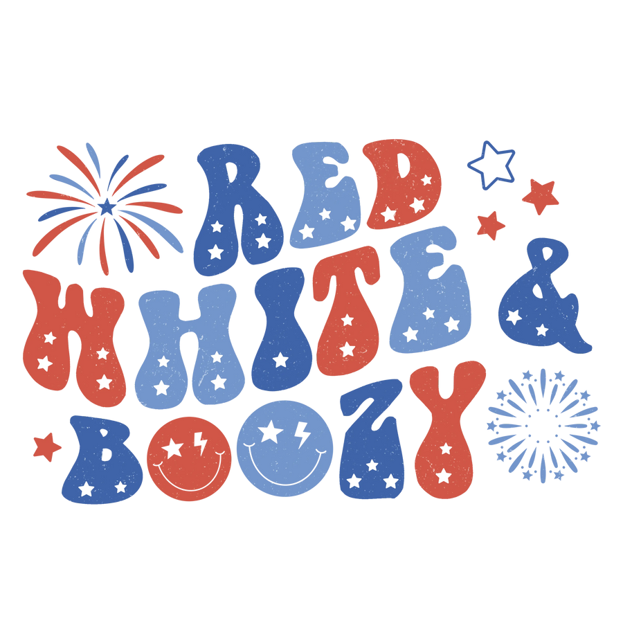 Red White Boozy Design - DTF Ready To Press