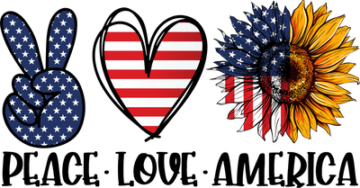 Peace Love America Design - DTF Ready To Press - DTF Dallas 