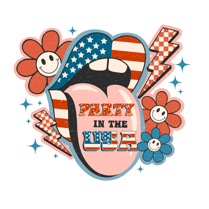 Party in the USA pressed on a garment