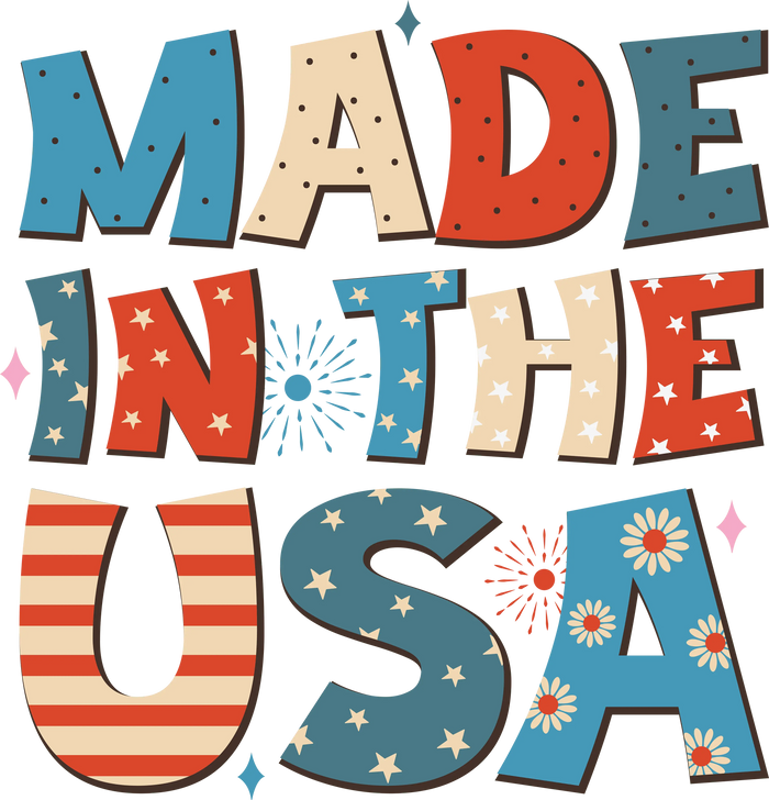 4th of July Made in the USA Design pressed on a garment