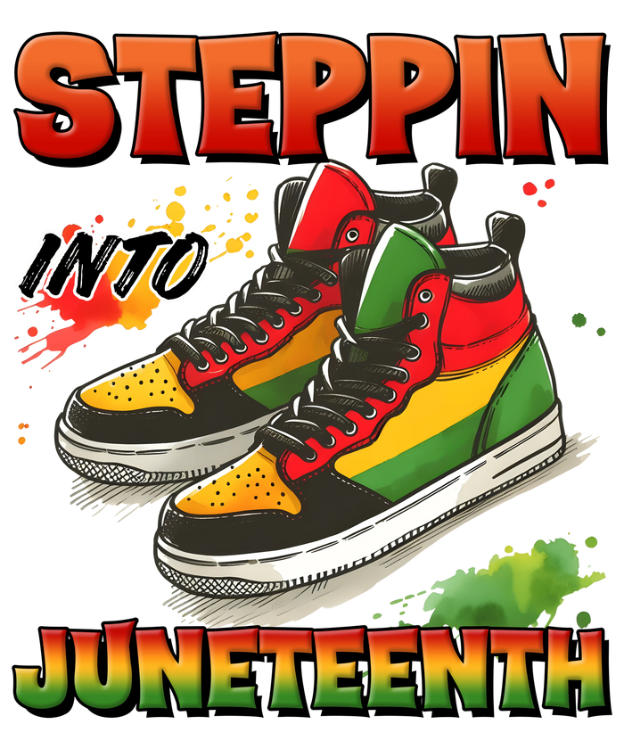 Steppin Into Juneteenth Design pressed on a garment