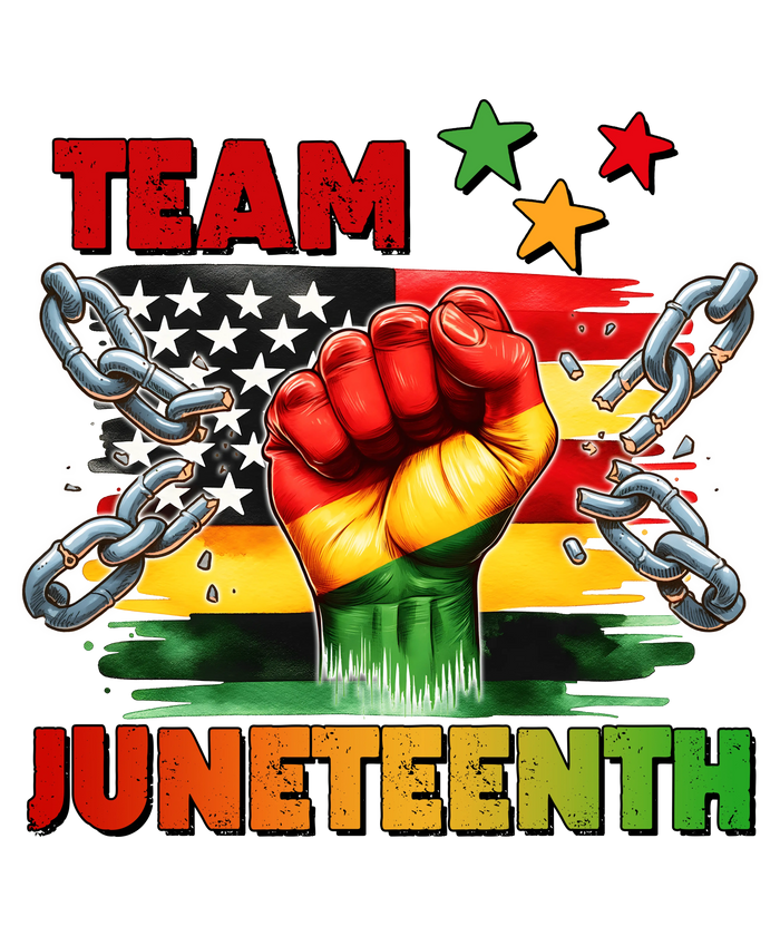 Team Juneteenth Design pressed on a garment