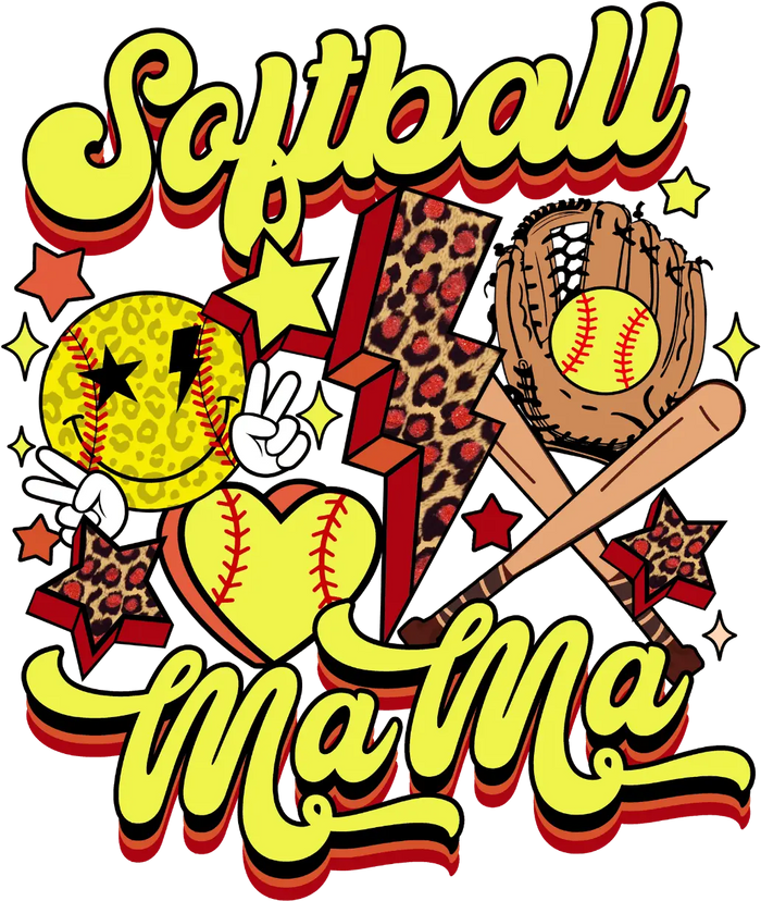 Softball Mama Design pressed on a garment