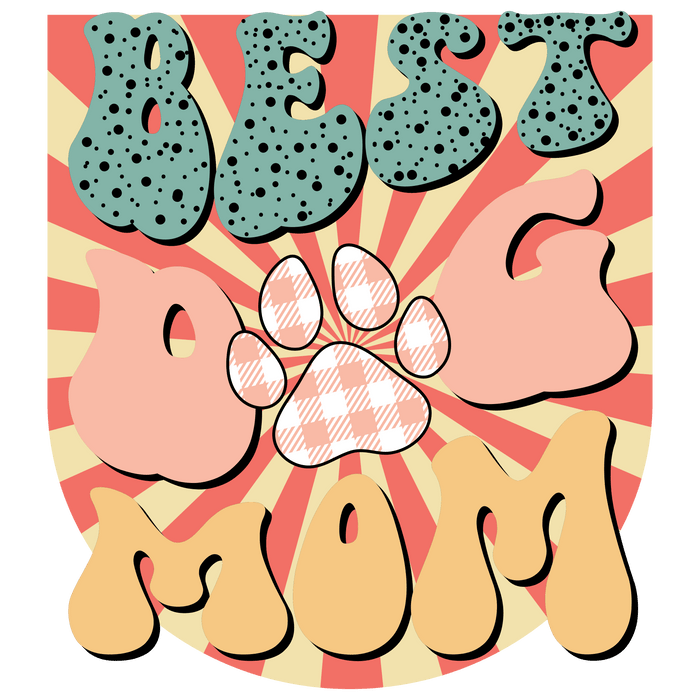 Retro Best Dog Mom Design pressed on a garment