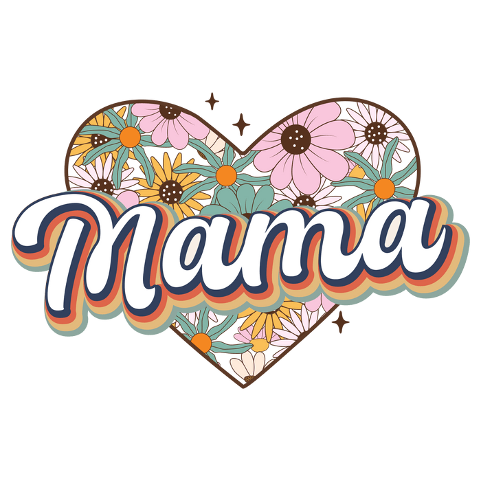 Retro Floral Mama Design pressed on a garment