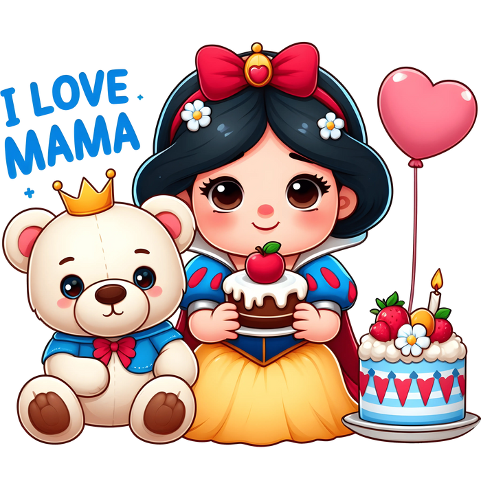 Disney Snow White I Love Mama Design pressed on a garment