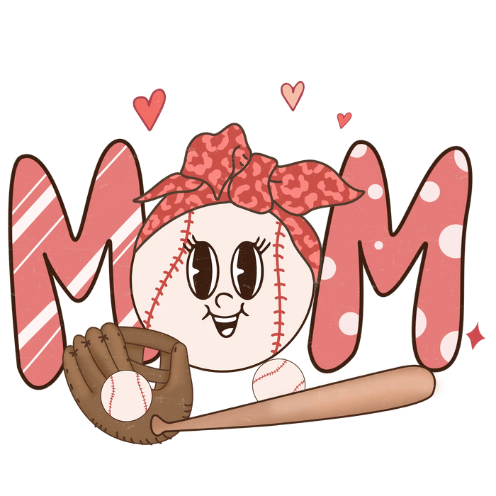 Retro Baseball Mom   V1 pressed on a garment