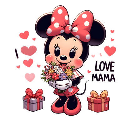 I Love Mom Minnie Mouse Design - DTF Ready To Press - DTF Dallas 