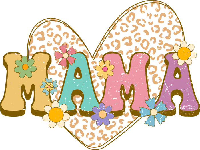 Retro Boho Mama Design pressed on a garment