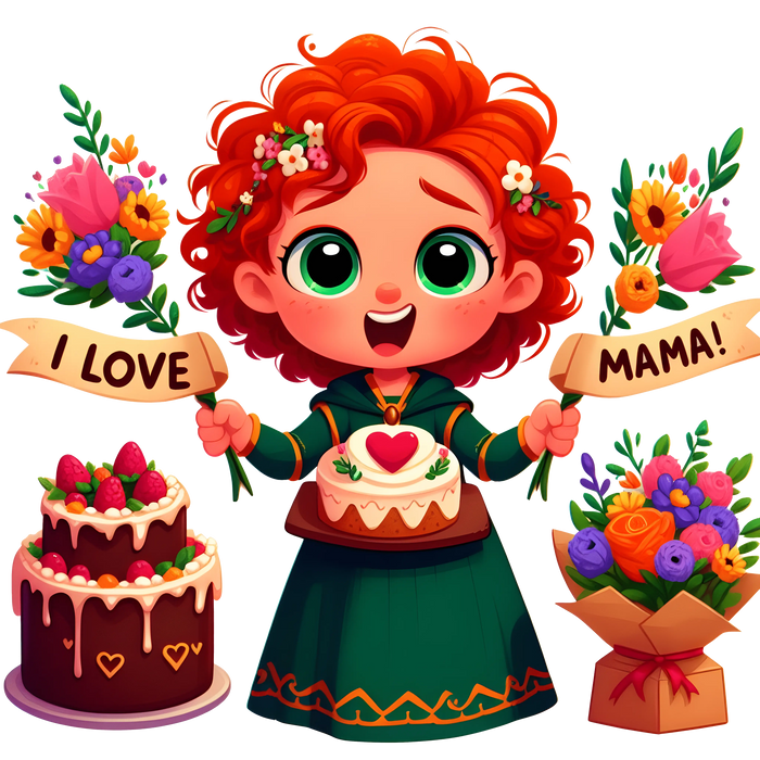 Disney Cute Merida Mother's Day Design pressed on a garment