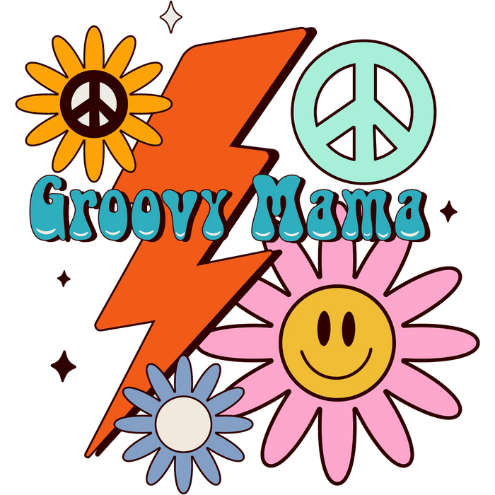 Groovy Mama Design  (V2) pressed on a garment