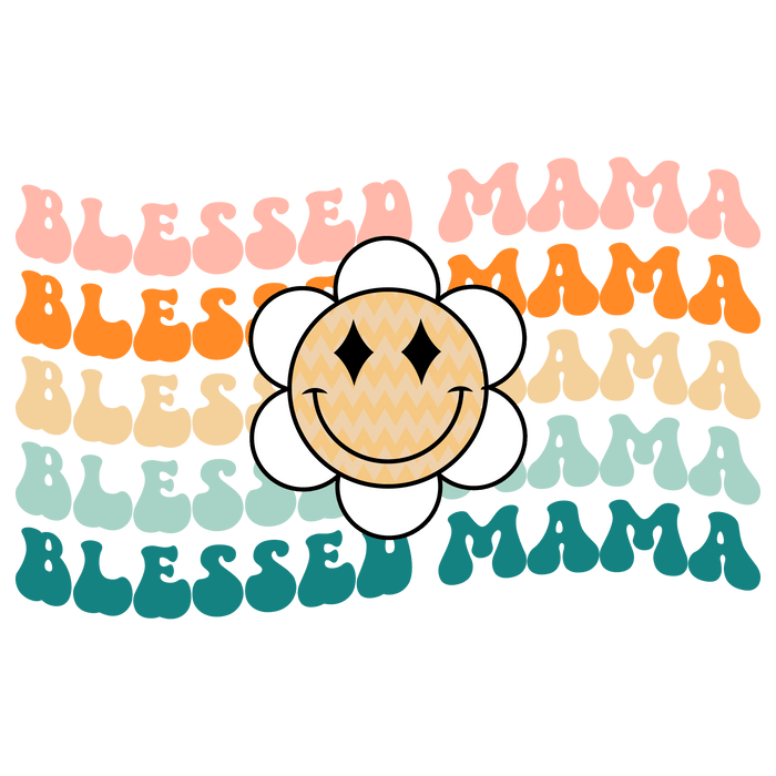 Retro Blessed Mama Design pressed on a garment