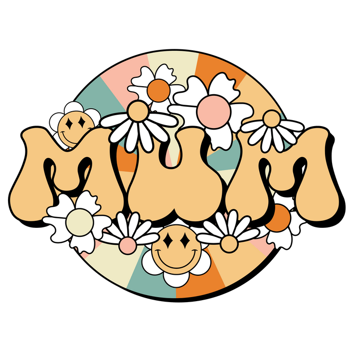 Retro Mum Design pressed on a garment