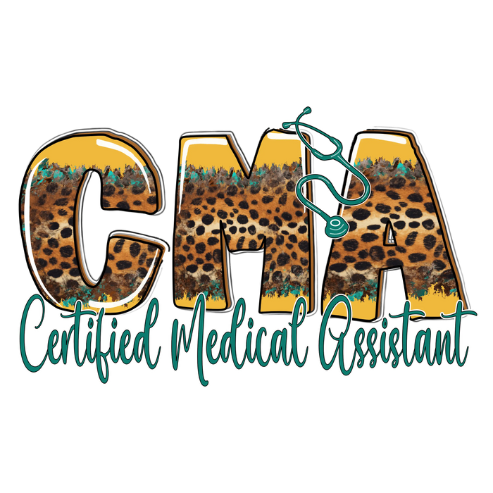 CMA Certified Medical Assistant Western Design pressed on a garment