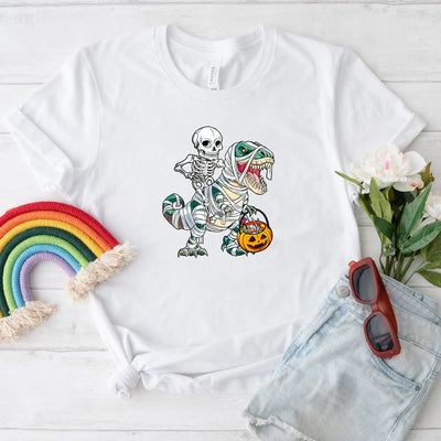 Skeleton Riding Dinosaur Shirt (Youth) - DTF Dallas 