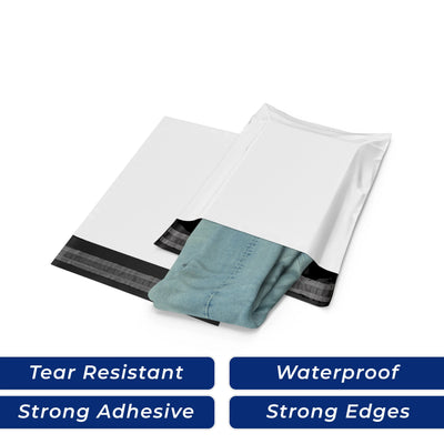 Premium White Poly Mailer, tear-resistant and waterproof, perfect for secure shipping of your items.