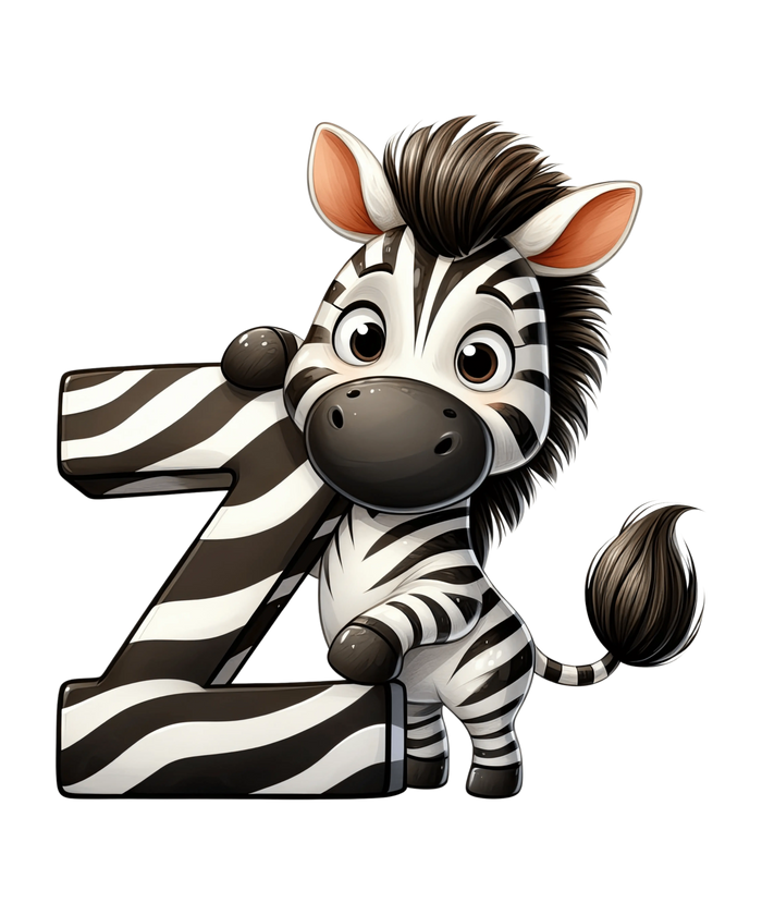 Animal Alphabet Z Zebra Design pressed on a garment