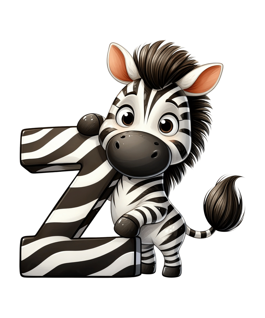 Animal Alphabet Z Zebra Design - DTF Ready To Press