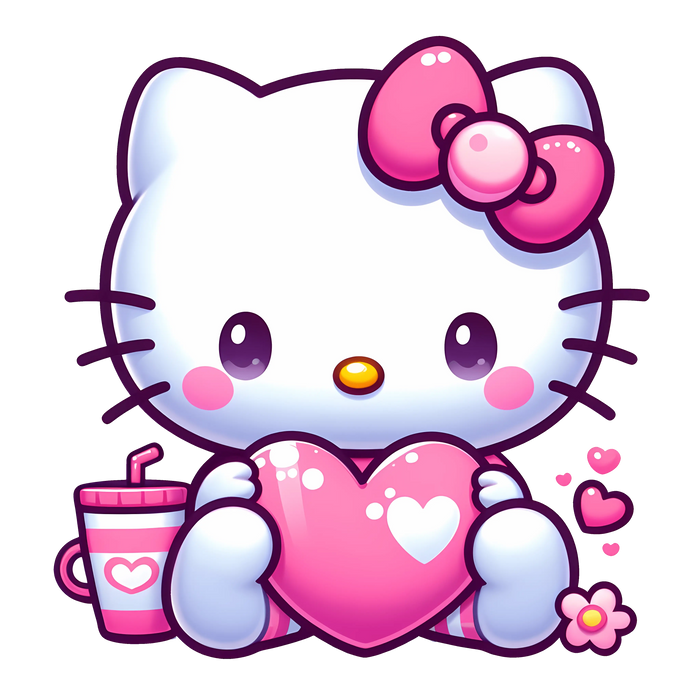 Hello Kitty Couple Heart Design pressed on a garment